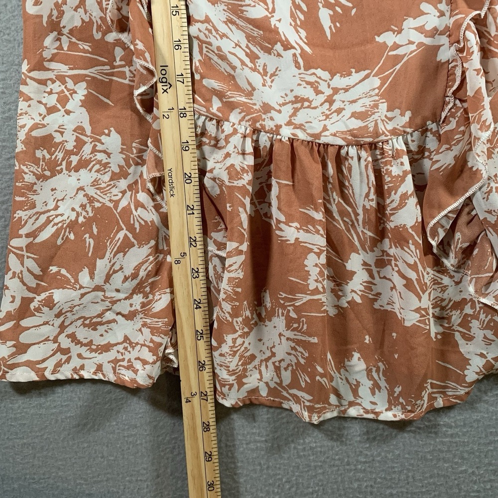 GIGO USA Womens Top‎ Med Floral Print Round Neck Ruffle Sleeveless Boho Feminine - Picture 5 of 8